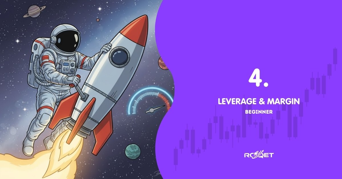 A comic-style astronaut floating in space holding a giant lever attached to a rocket, with planets behind him and a glowing “power gauge” shown visually (no text). One unified scene, soft galaxy background.