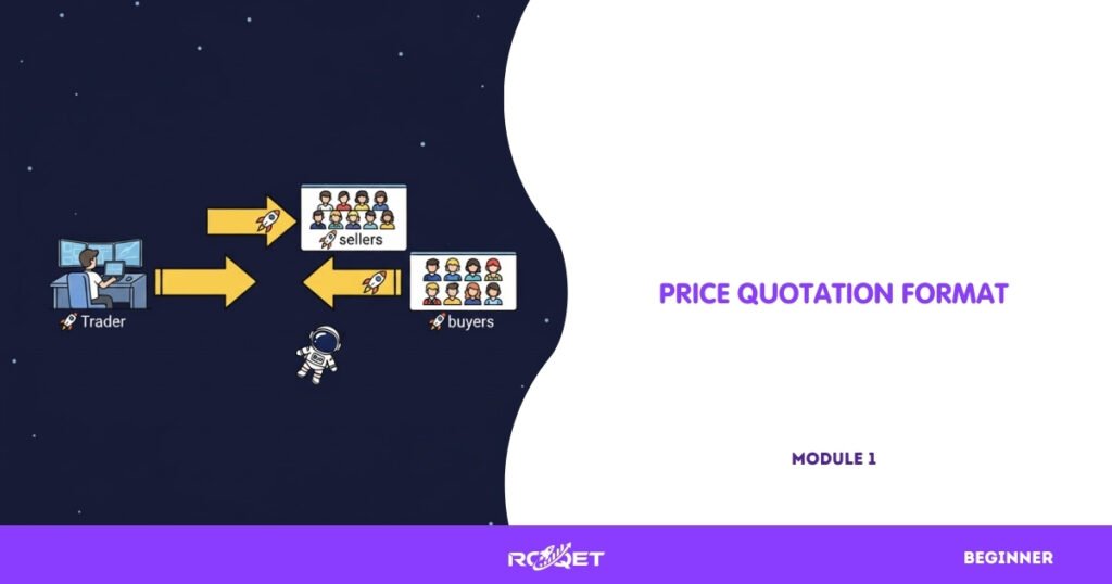 A simple flow-style infographic showing:
Trader → buy arrow pointing to “ask side” sellers → sell arrow pointing to “bid side” buyers.
One unified cartoon scene with arrows, tiny rockets, and a small astronaut floating near the routing arrows.
No text inside the visuals.